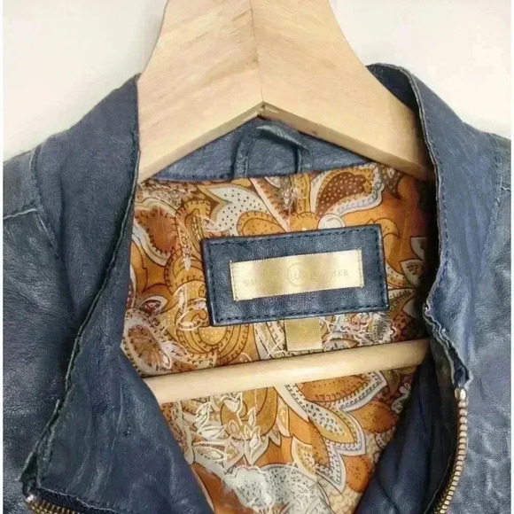 Wilsons Leather Vintage Women's Small Biker Jacket Blue Textured Lined Beautiful - Picture 6 of 6